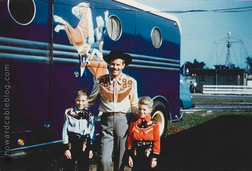 With my two sons beside Trigger's horse trailer at the CNE 1954.