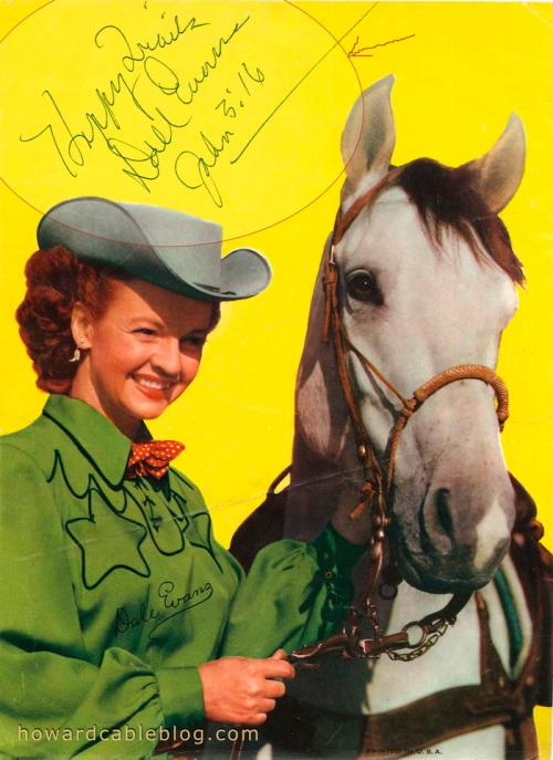 Dale Evans with Buttermilk - autographed photo 1954